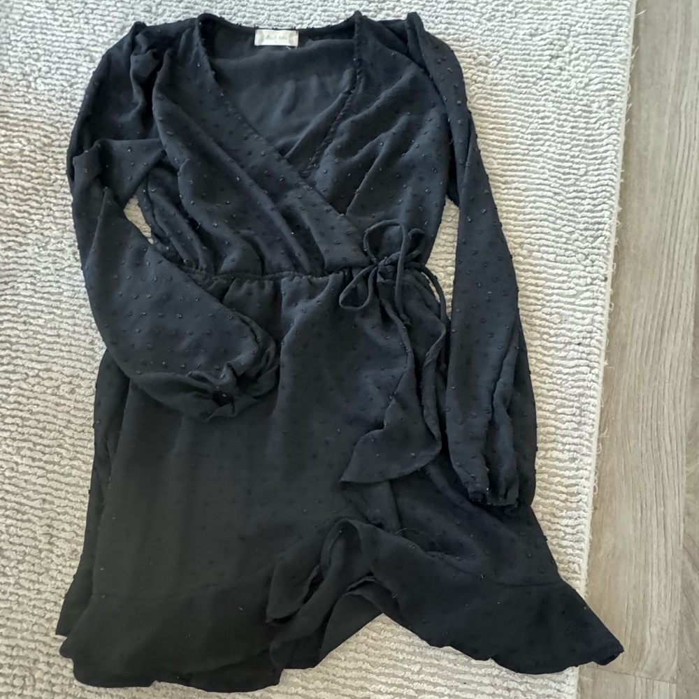 Black Swiss dot dress